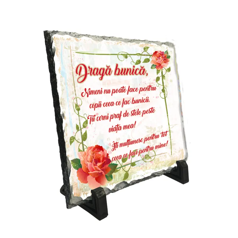 Draga bunica..., piatra ardezie personalizata, cu mesaj model pa041